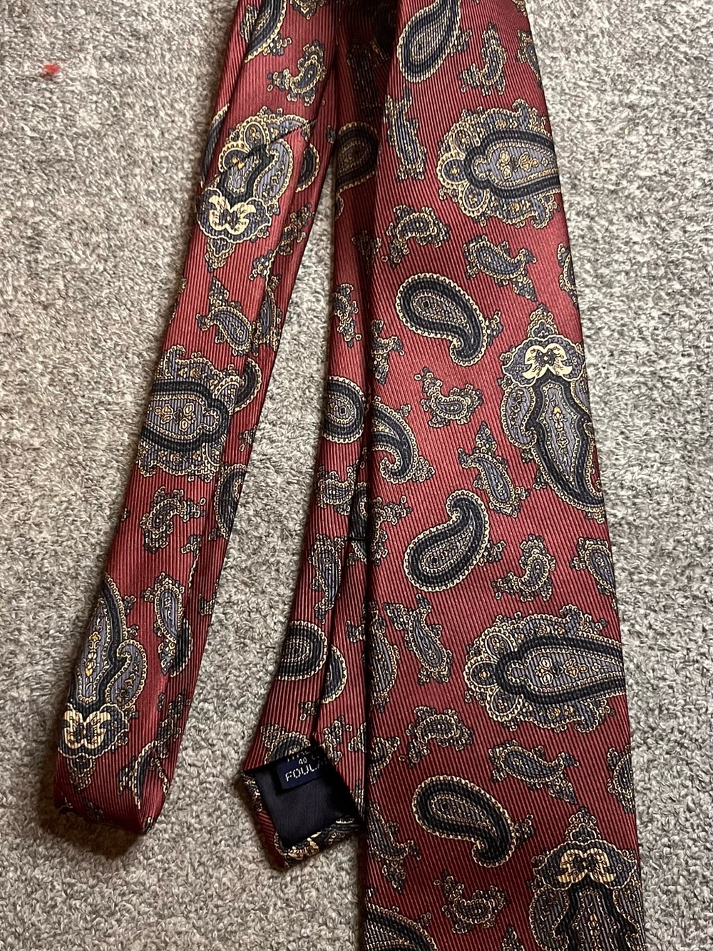 Paisley Silk Tie in Deep Red with Gold and Navy Accents Italian Jacob‎ Roberts